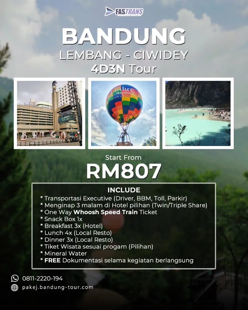 Pakej percutian bandung 4D3N Ciwidey Lembang (Malaysia) flyer